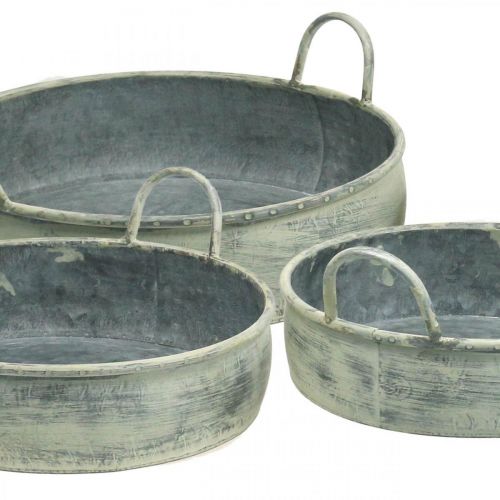 Floristik24 Ciotola decorativa con manici in metallo vintage Ø28/32,5/36cm set di 3