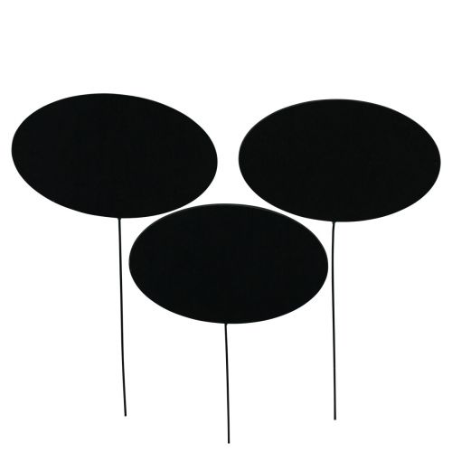 Tappi decorativi lavagna ovale nera legno metallo 10x6cm 12pz