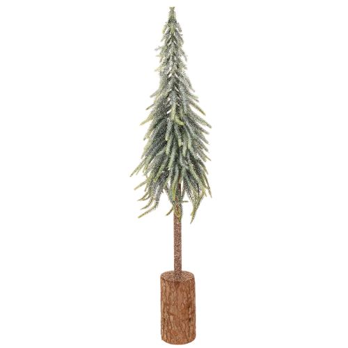 Abete artificiale, effetto ghiaccio, albero decorativo su base di legno per decorazioni invernali e natalizie, 75 cm