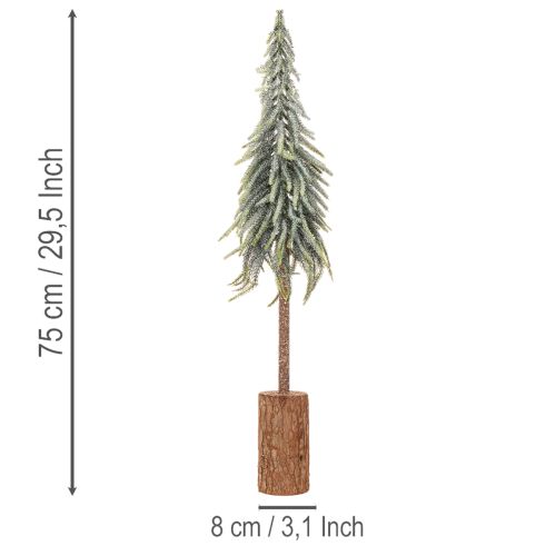 Abete artificiale, effetto ghiaccio, albero decorativo su base di legno per decorazioni invernali e natalizie, 75 cm | Floristik24.it