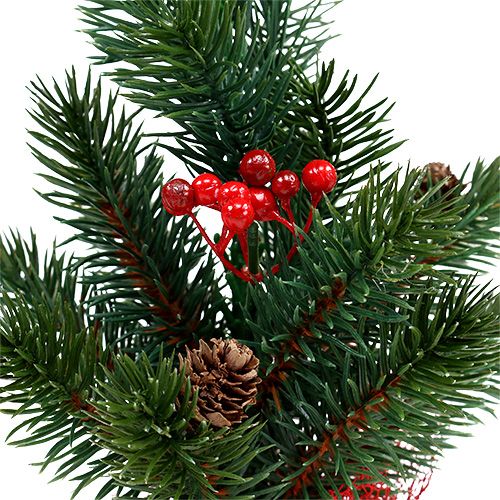 Floristik24 Abete 32cm con pigne e sacchetto rosso