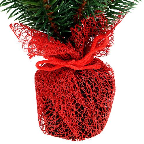 Floristik24 Abete 32cm con pigne e sacchetto rosso