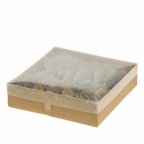 Floristik24 Albero di Natale decorativo champagne glitter 8 cm 24 pz