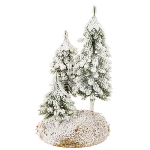 Abeti innevati, paesaggio invernale artificiale per villaggio natalizio e decorazione della tavola, 29 cm | Floristik24.it