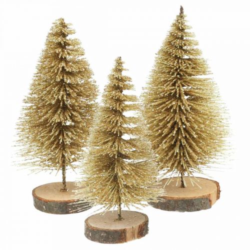 Floristik24 Mini abeti decorazione da tavola decorazione natalizia dorata H7cm 6pz