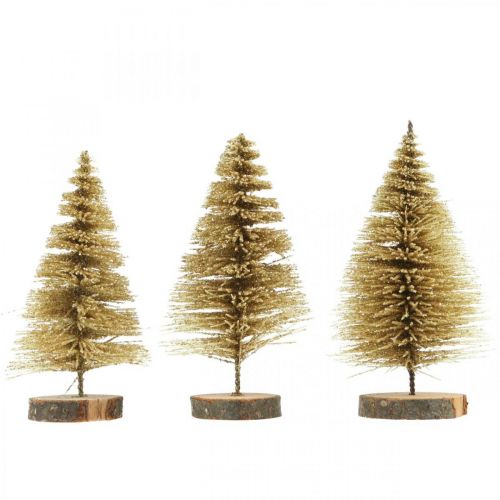 Prodotto Mini abeti decorazione da tavola decorazione natalizia dorata H7cm 6pz