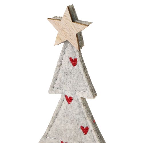 Prodotto Decorazione per albero di Natale in feltro stella cuore beige rosso H21cm 4 pezzi