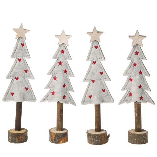 Prodotto Decorazione per albero di Natale in feltro stella cuore beige rosso H21cm 4 pezzi