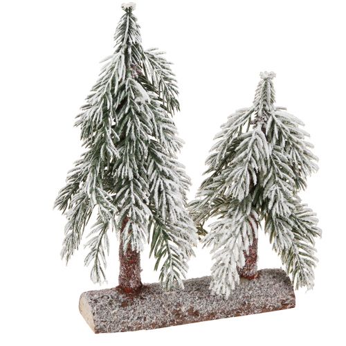 Prodotto Decorazione per albero di Natale verde bianco invernale su base in legno H28cm