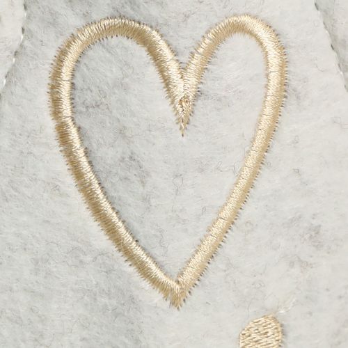 Prodotto Decorazione per albero di Natale in feltro con cuore beige crema H35cm 2 pz