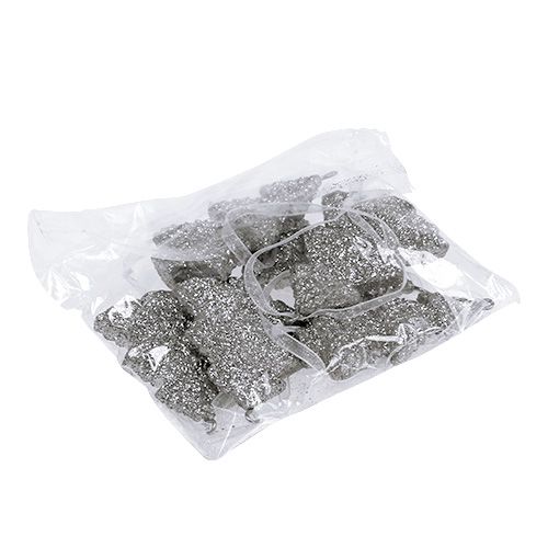 Floristik24 Addobbi natalizie Abete da sospendere Argento scintillante 6,5 cm 6 pezzi