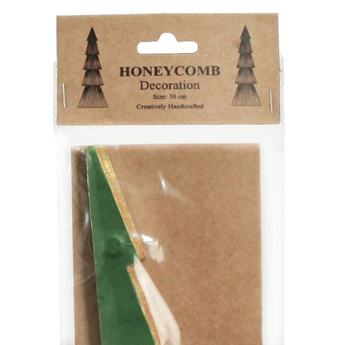 Prodotto Albero di Natale in carta nido d'ape Natale verde oro H30cm 2 pezzi
