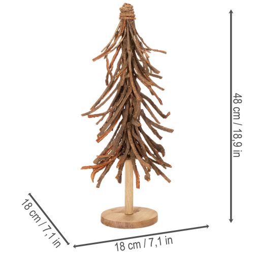 Albero di Natale realizzato con rami di salice su base di legno, 48 cm | Floristik24.it