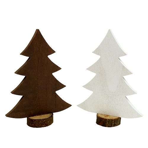 Floristik24 Albero di Natale bianco, legno marrone 21 cm 4 pezzi