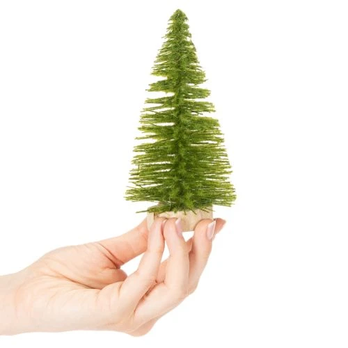 Albero di Natale artificiale con base in legno, piccolo, 16 cm, 6 pezzi | Floristik24.it