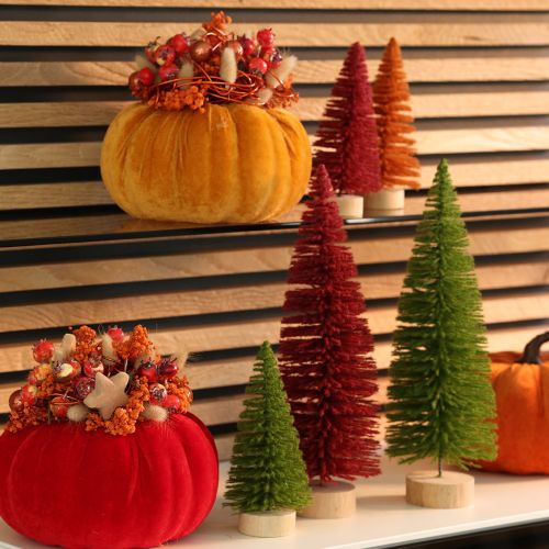 Albero di Natale artificiale con base in legno, piccolo, 16 cm, 6 pezzi | Floristik24.it