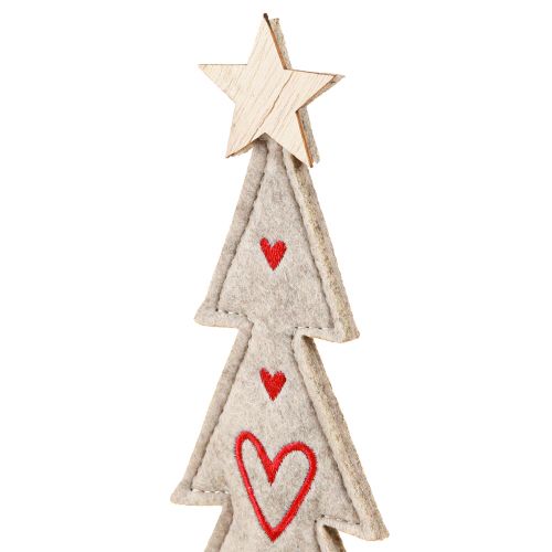 Prodotto Albero di Natale in feltro decorazione con cuori grigio rosso 28 cm 4 pz