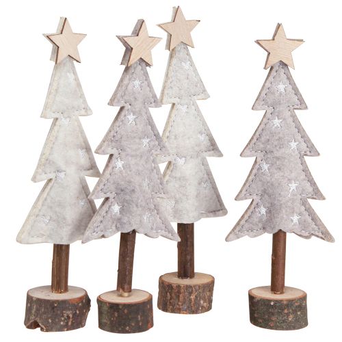 Prodotto Albero di Natale in feltro decorazione con stella crema beige 18 cm 4 pz