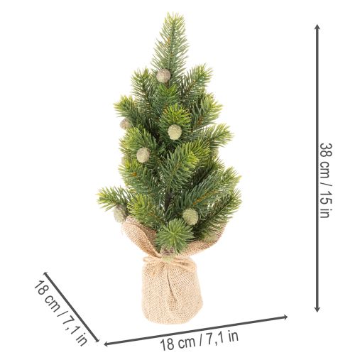 Albero di Natale artificiale in sacco di iuta, piccola decorazione da tavolo, mini albero di Natale, 38 cm | Floristik24.it