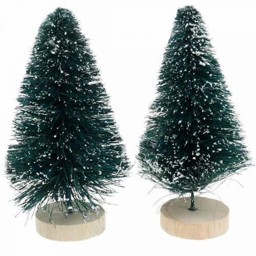 Prodotto Mini abete innevato, decorazione invernale, albero di Natale H9,5 cm Ø5 cm 2 pezzi