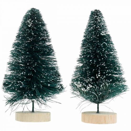 Prodotto Mini abete innevato, decorazione invernale, albero di Natale H9,5 cm Ø5 cm 2 pezzi
