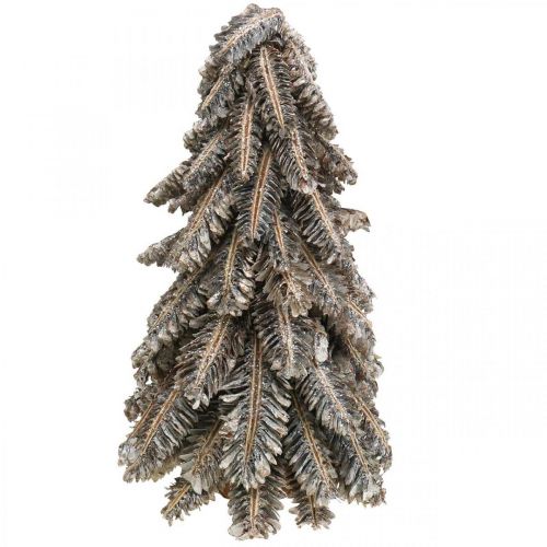 Floristik24 Abete fatto di pigne, albero di Natale coperto di neve, decorazioni invernali, Avvento, bianco lavato H33cm Ø20cm