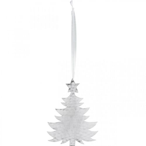 Prodotto Ciondolo albero di Natale, decorazione dell&#39;Avvento, decorazione in metallo per Natale, argento 20,5×15,5 cm