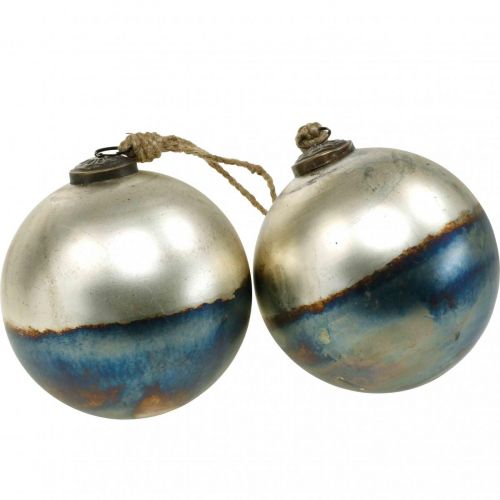 Floristik24 Palle di Natale palla di vetro bicolore Ø12cm blu, metallizzata 2 pezzi