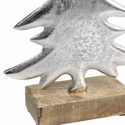 Abete decorativo su base in legno argento, metallo naturale 24 cm × 16 cm | Floristik24.it
