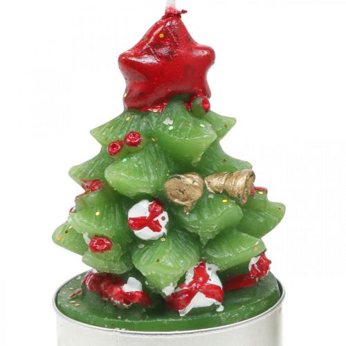 Floristik24 Luci da tè Albero di abete natalizio con luce da tè H6,5 cm 6 pezzi