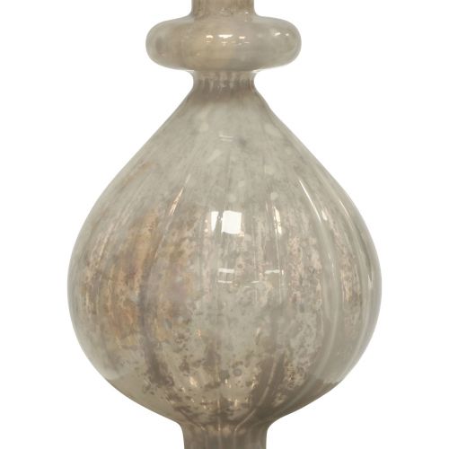 Floristik24 Puntale per albero di Natale Puntale per albero di Natale in vetro bianco in vetro argento 34cm 1pz