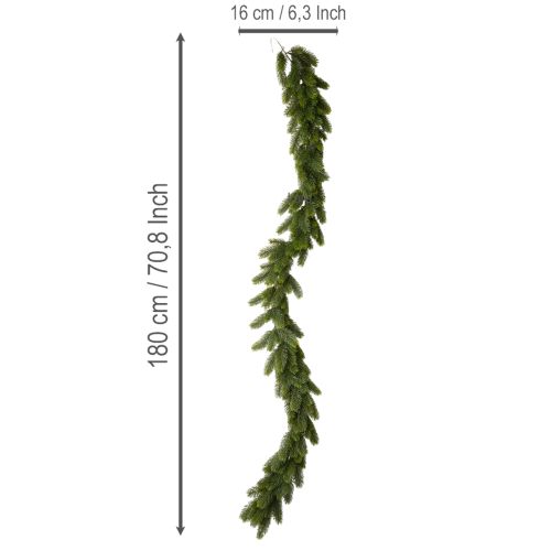 Ghirlanda artificiale di abete, verde, per decorazioni festive, 180 cm | Floristik24.it