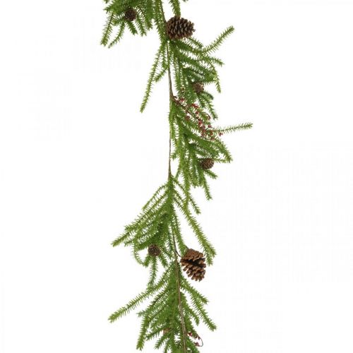Prodotto Appendino decorativo larice artificiale rami di conifere coni e bacche 150cm