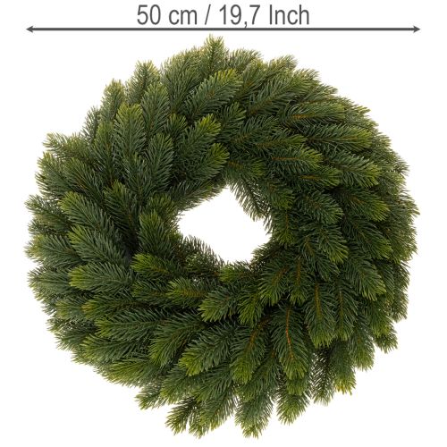 Ghirlanda artificiale di rami di abete, verde, rotonda, 50 cm | Floristik24.it