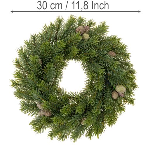 Ghirlanda artificiale di rami di abete con pigne per porta o tavolo, 30 cm | Floristik24.it