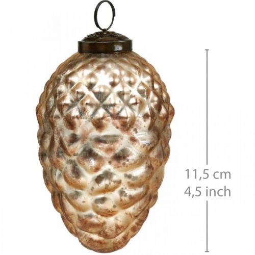 Floristik24 Ciondolo pigna, decorazioni per l'albero di Natale, decorazioni autunnali, vero vetro, aspetto antico Ø7cm H11,5cm 6 pezzi