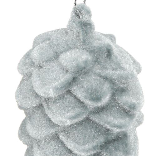 Prodotto Pigne decorative grigie floccate 11,5 cm 6 pezzi