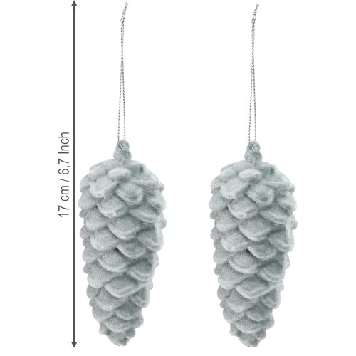 Prodotto Pigne decorative grigie floccate 11,5 cm 6 pezzi