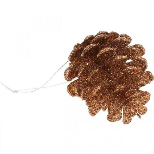 Floristik24 Ornamenti per l&#39;albero di Natale coni decorativi glitter rame H7cm 6pz