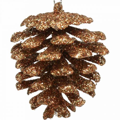 Prodotto Ornamenti per l&#39;albero di Natale coni decorativi glitter rame H7cm 6pz