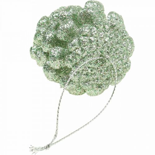 Floristik24 Ornamenti per l'albero di Natale coni decorativi glitter menta H7cm 6pz