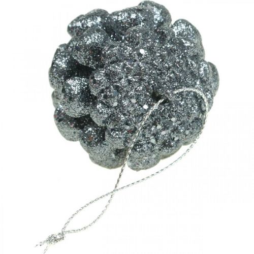 Prodotto Ornamenti per l&#39;albero di Natale coni decorativi glitter antracite H7cm 6 pezzi