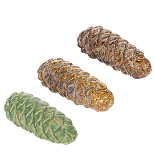 Decorazione a forma di pigna in ceramica, decorazione da tavola, autunnale, 14 cm, 3 pezzi acquistare | Floristik24.it