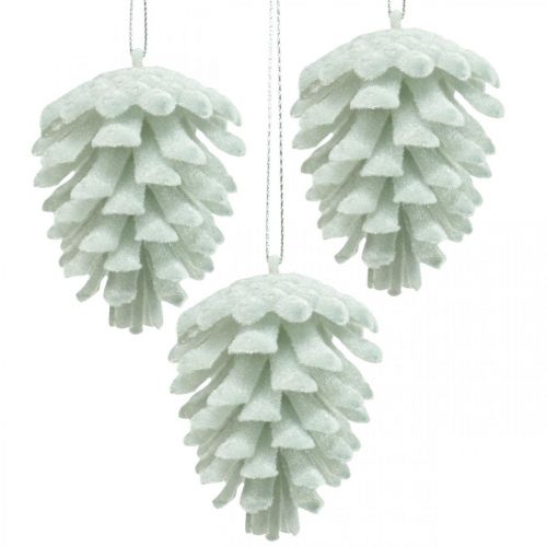 Prodotto Pigne decorative da appendere bianche 7 cm 6 pz