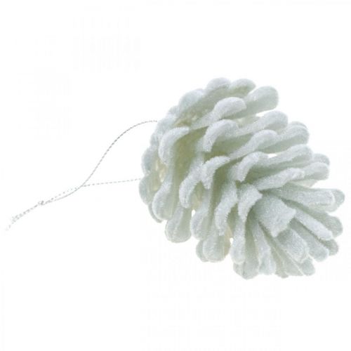 Prodotto Pigne decorative da appendere bianche 7 cm 6 pz