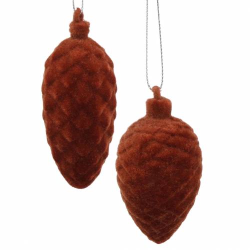 Floristik24 Coni decorativi floccati Rooibos 9,5cm / 8cm 12 pezzi