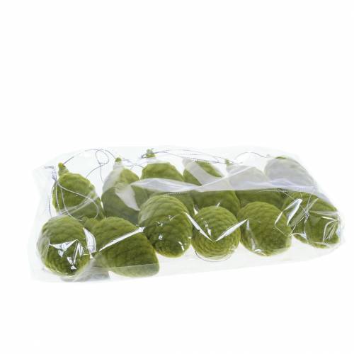 Floristik24 Coni decorativi floccati verde muschio 9,5 cm/8 cm 12 pz
