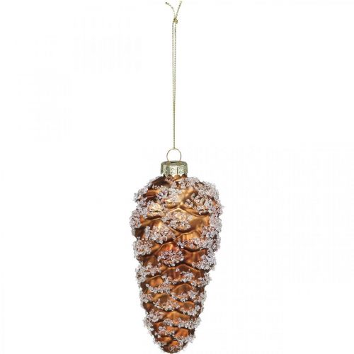 Floristik24 Pigne con neve, decorazioni natalizie, decorazioni per alberi di Natale Marrone H13cm Ø6cm Vero vetro 3 pezzi