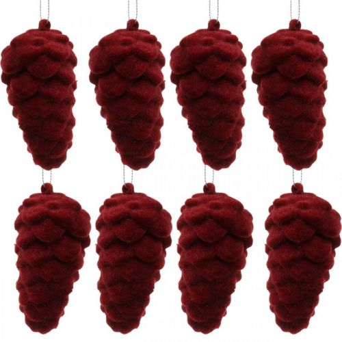 Prodotto Coni decorativi floccati, decorazione autunnale, pigne rosse, Avvento H8,5 cm Ø4,5 cm 8 pezzi