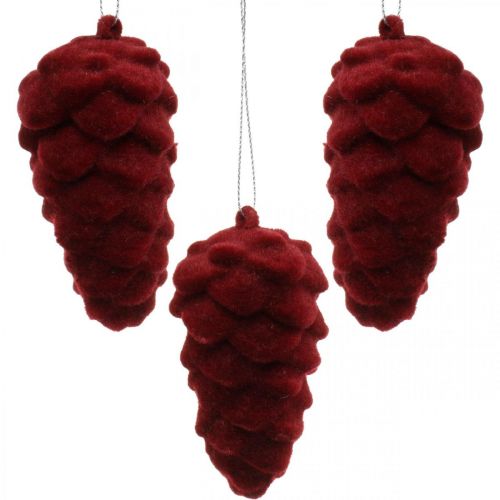Prodotto Coni decorativi floccati, decorazione autunnale, pigne rosse, Avvento H8,5 cm Ø4,5 cm 8 pezzi
